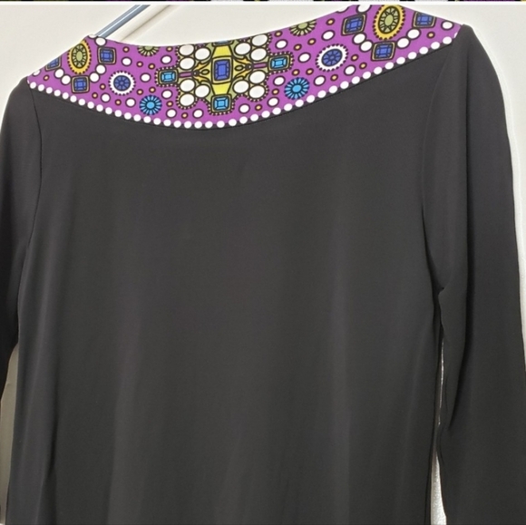 Tibi Jewel Panel Shift Dress Scuba Luxury Black Purple Mini - Picture 12 of 14